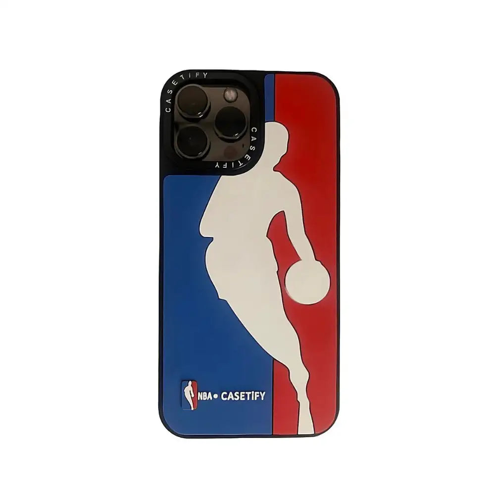 NBA iPhone case in blue, red, and white