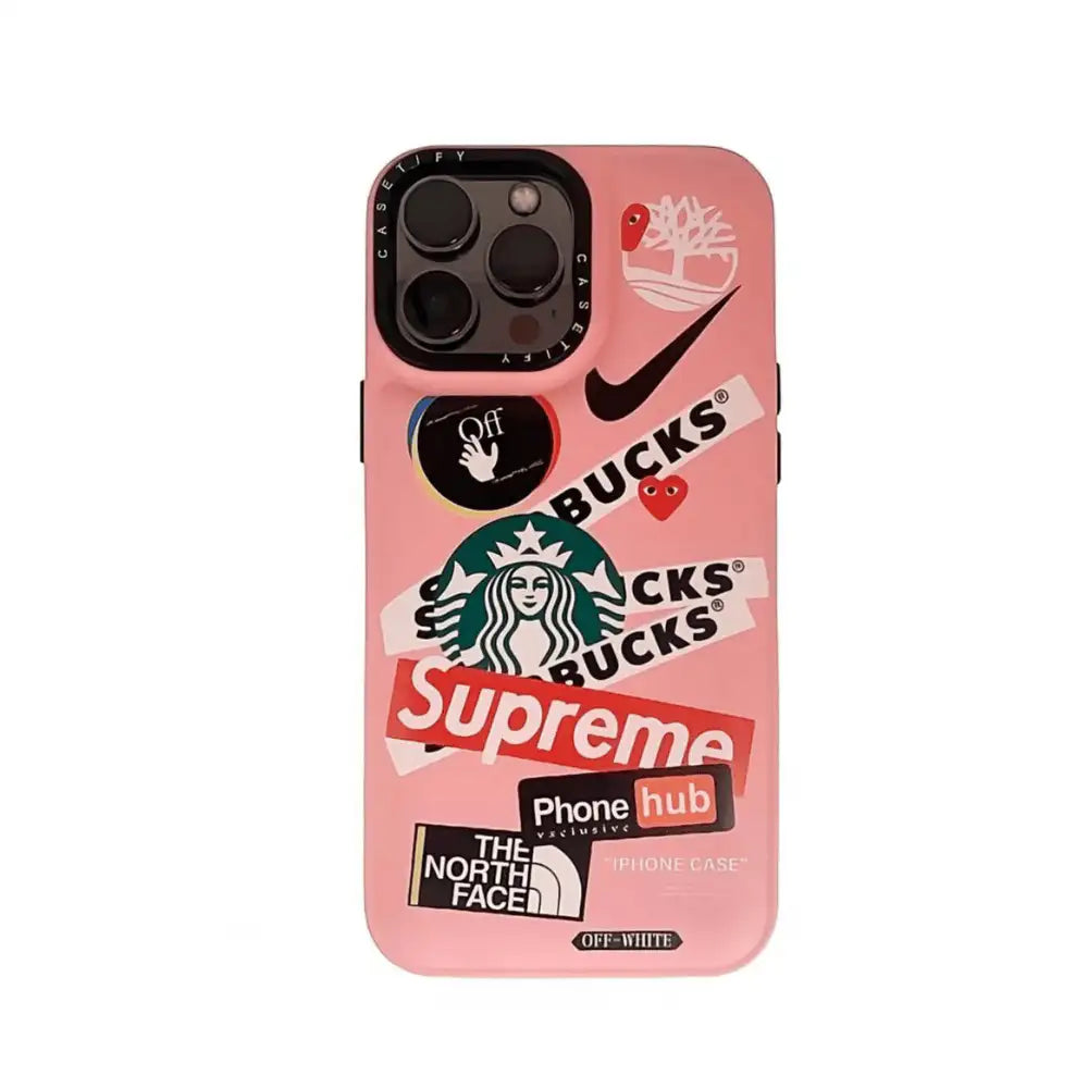 Pink Nike Supreme Starbucks iPhone case